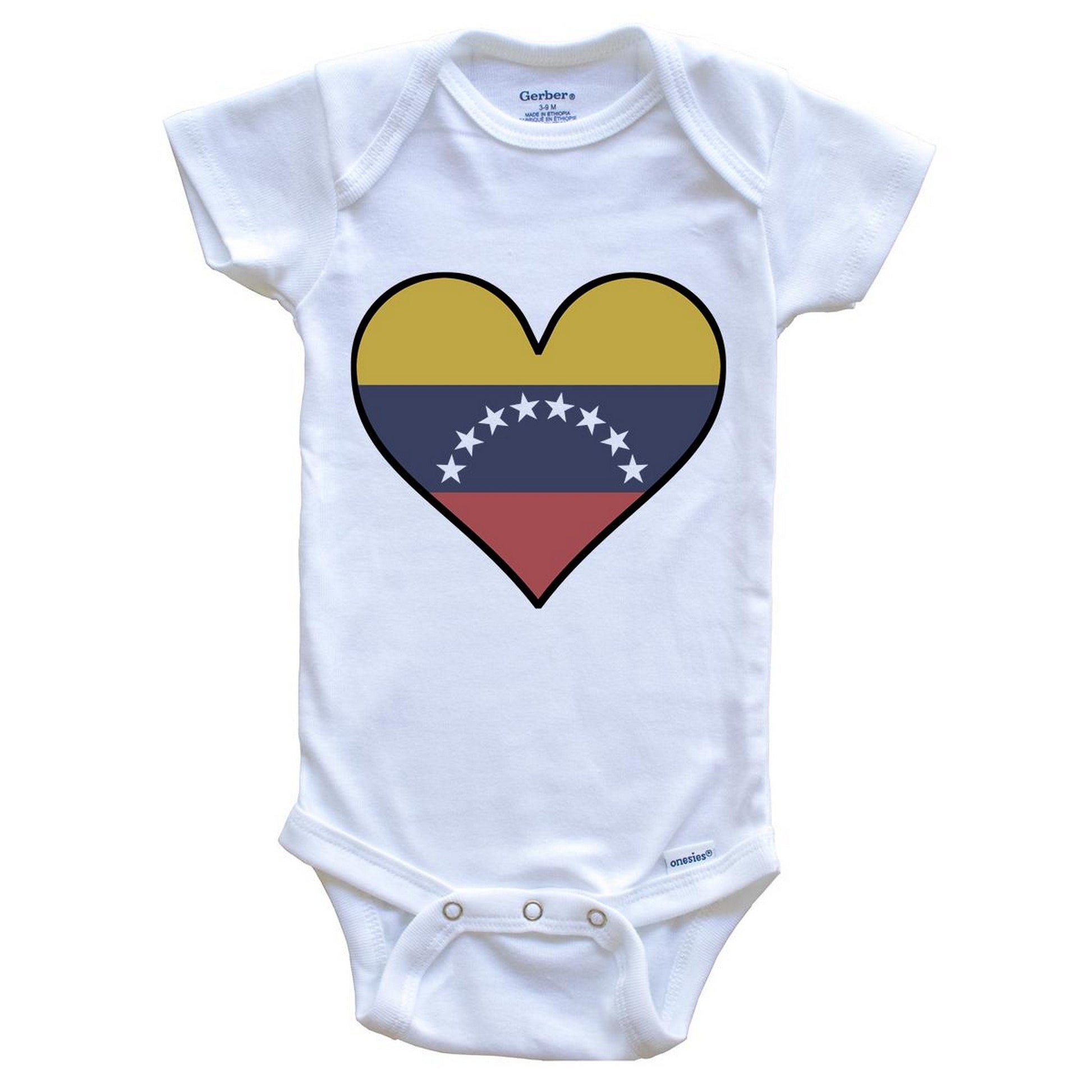 Venezuelan Flag Onesie - Cute Venezuelan Flag Heart - Venezuela Baby Bodysuit