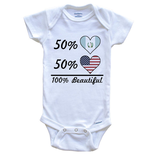 50% Guatemalan 50% American 100% Beautiful Guatemala Flag Heart Baby Onesie