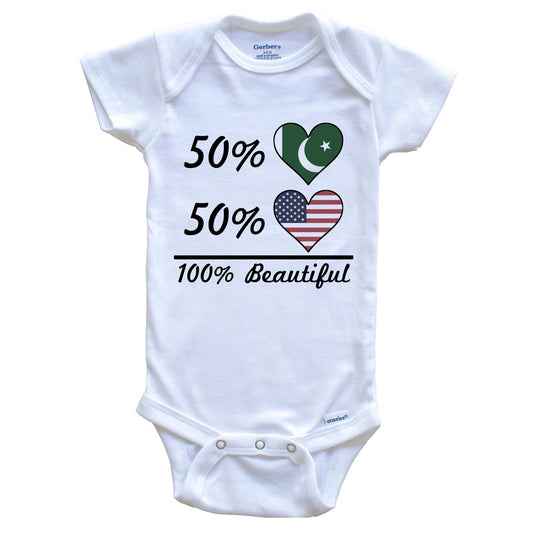 50% Pakistani 50% American 100% Beautiful Pakistan Flag Heart Baby Onesie