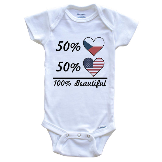 50% Czech 50% American 100% Beautiful Czech Republic Flag Heart Baby Onesie