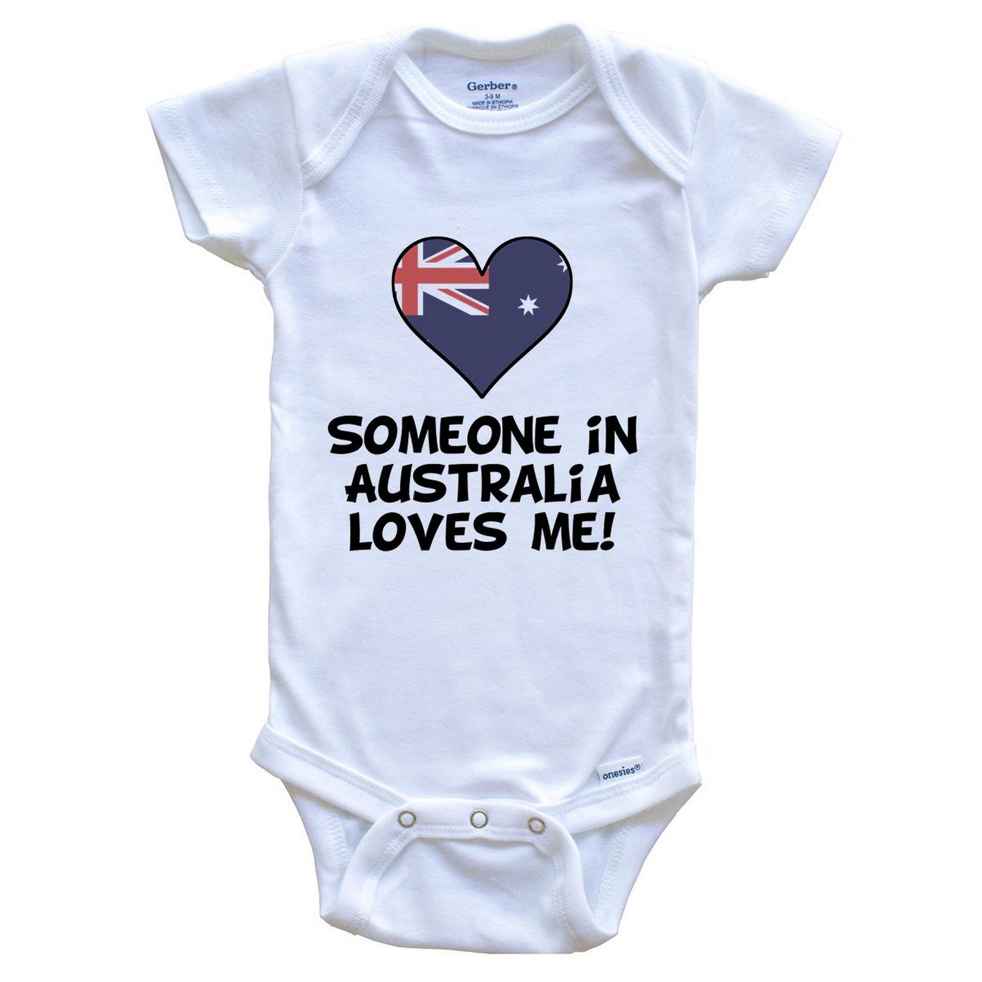 Someone In Australia Loves Me Australian Flag Heart Baby Onesie