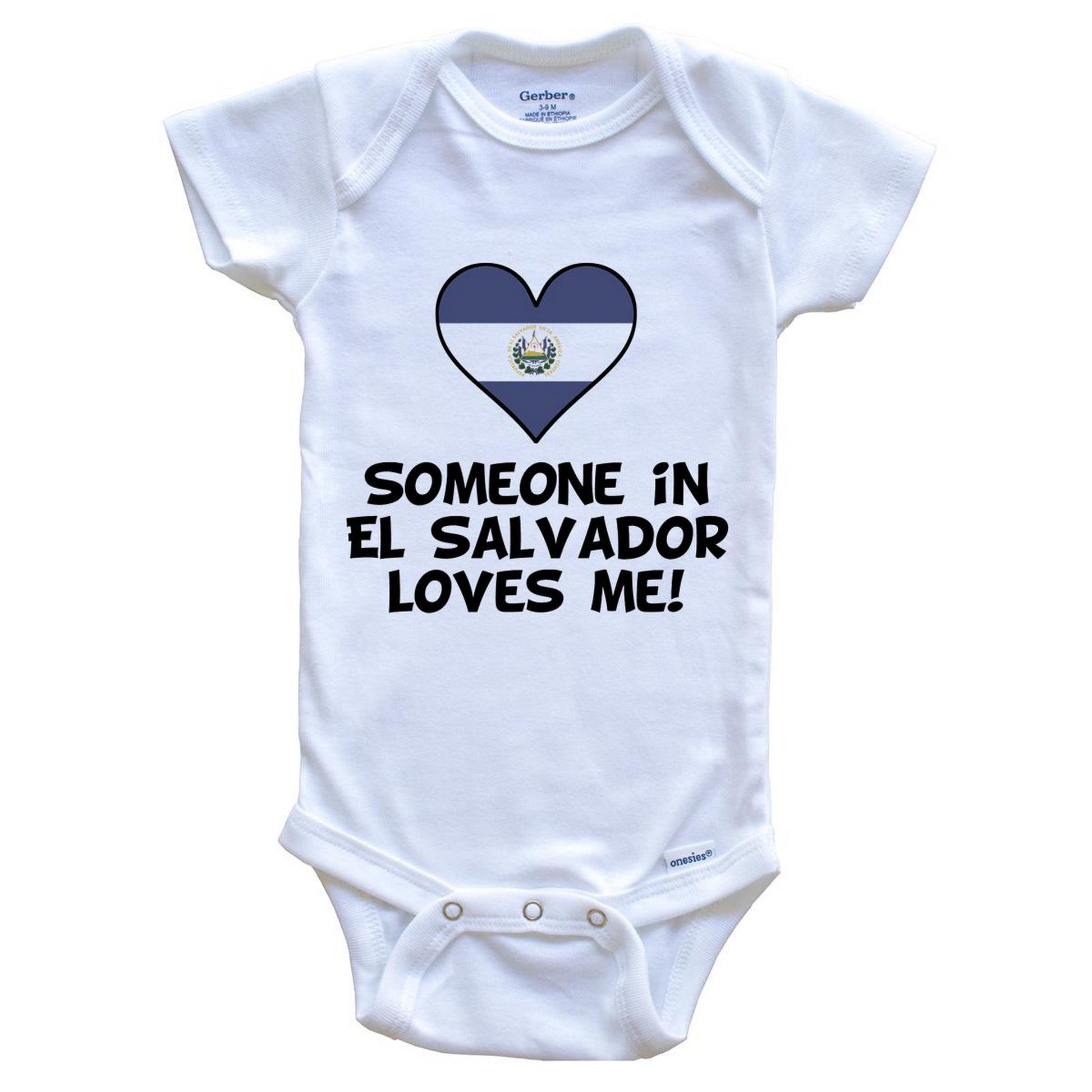 Someone In El Salvador Loves Me El Salvadorian Flag Heart Baby Onesie