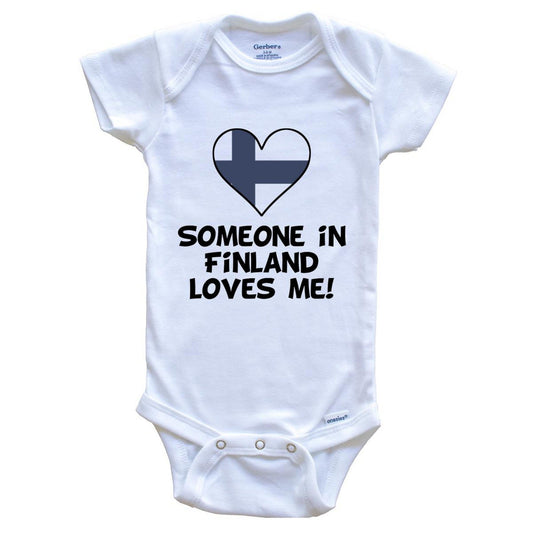 Someone In Finland Loves Me Finnish Flag Heart Baby Onesie