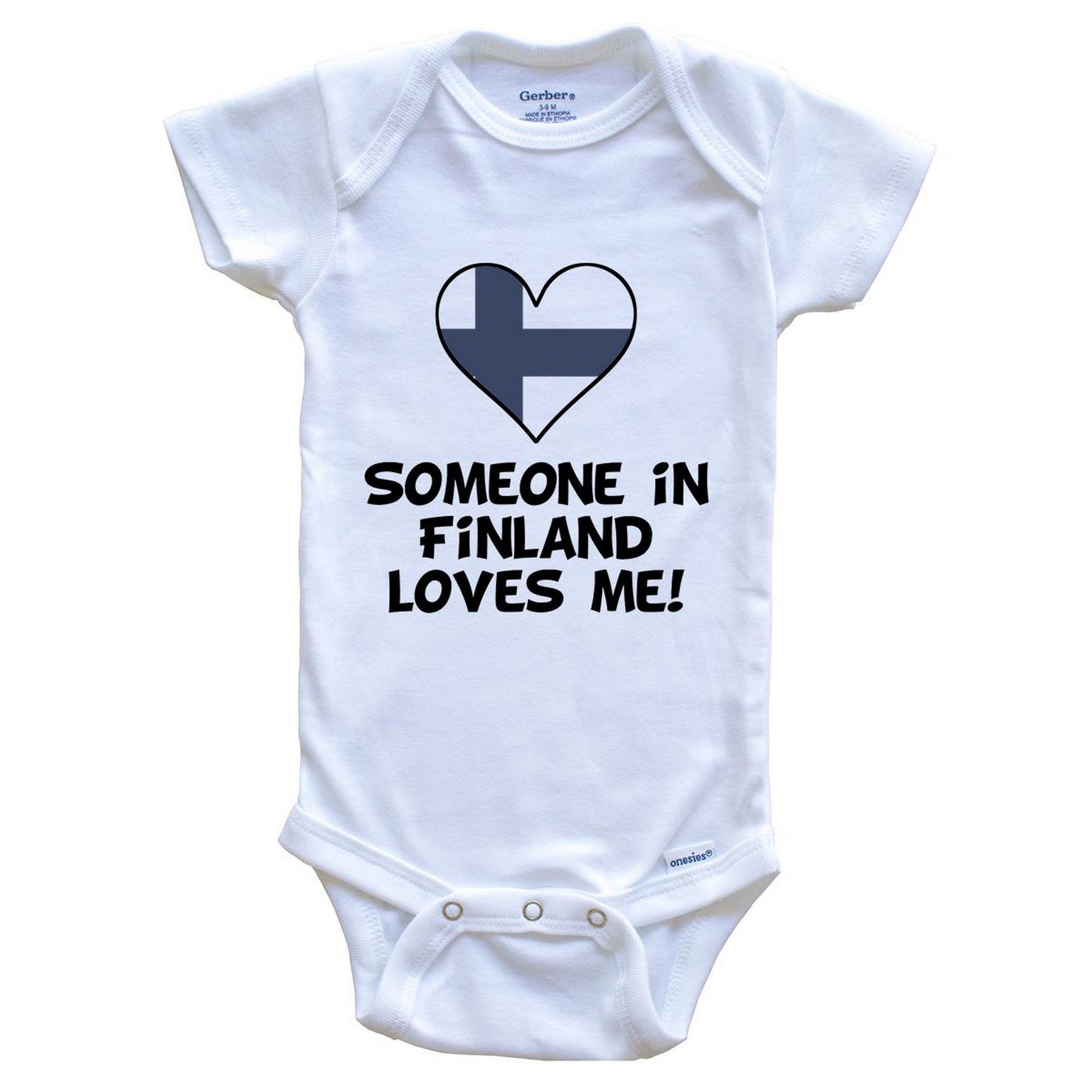 Someone In Finland Loves Me Finnish Flag Heart Baby Onesie