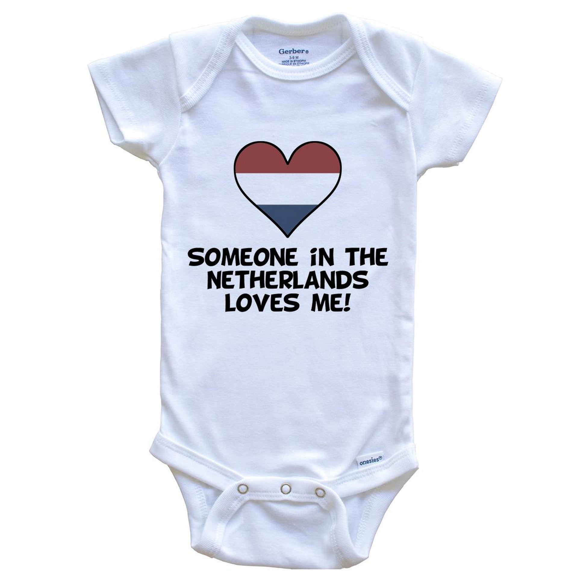 Someone In the Netherlands Loves Me Dutch Flag Heart Baby Onesie