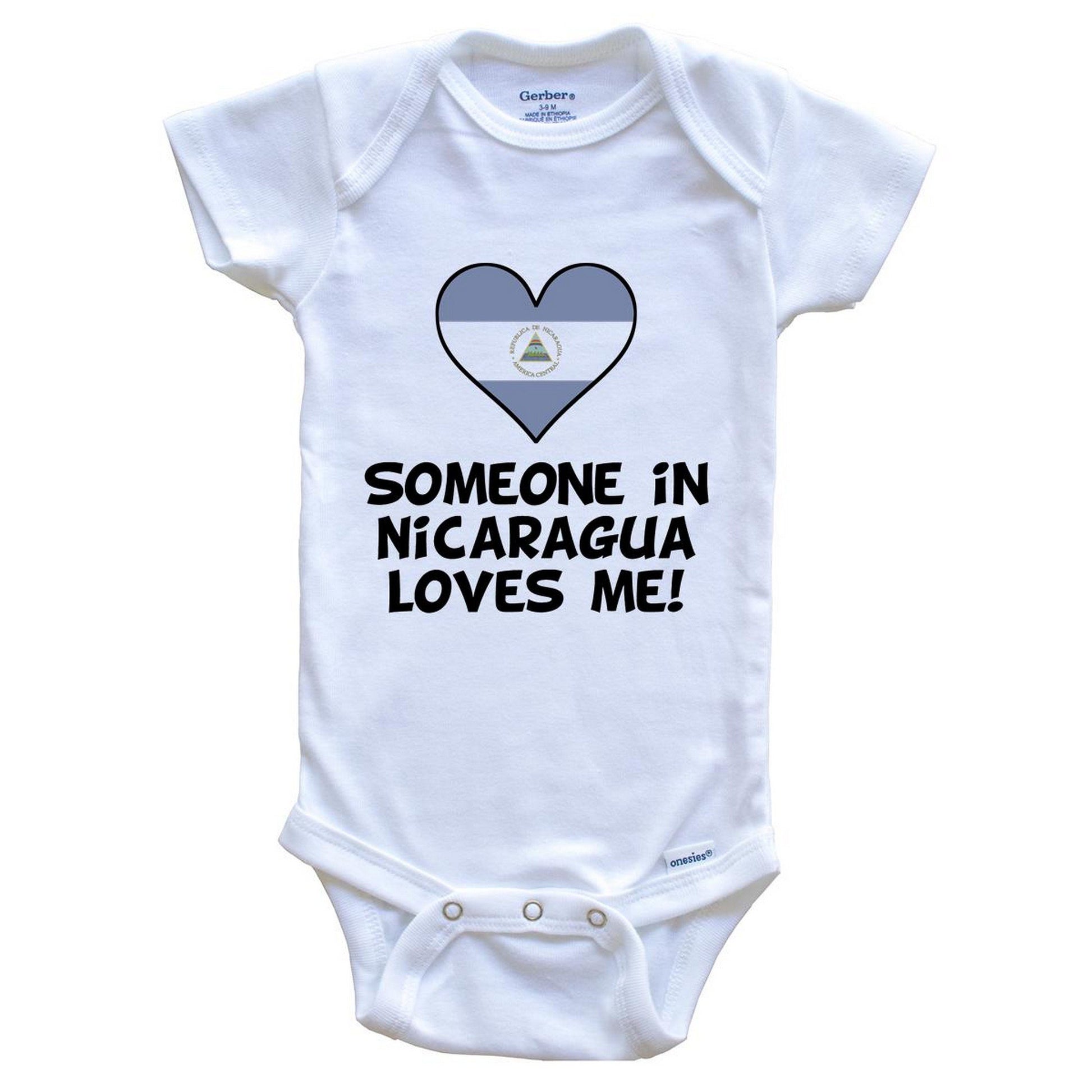 Someone In Nicaragua Loves Me Nicaraguan Flag Heart Baby Onesie