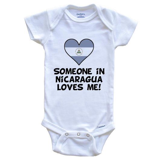 Someone In Nicaragua Loves Me Nicaraguan Flag Heart Baby Onesie