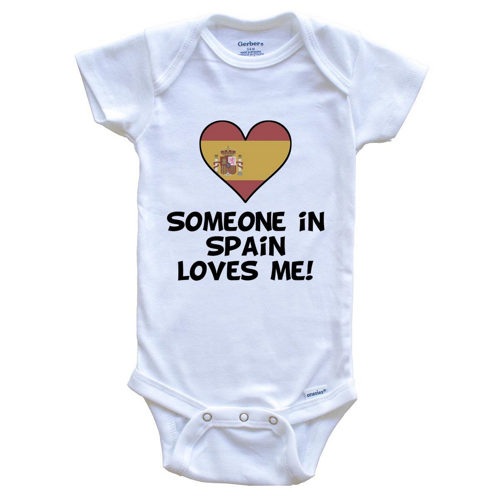 Someone In Spain Loves Me Spanish Flag Heart Baby Onesie