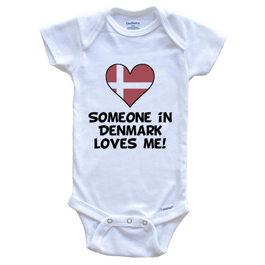 Someone In Denmark Loves Me Danish Flag Heart Baby Onesie