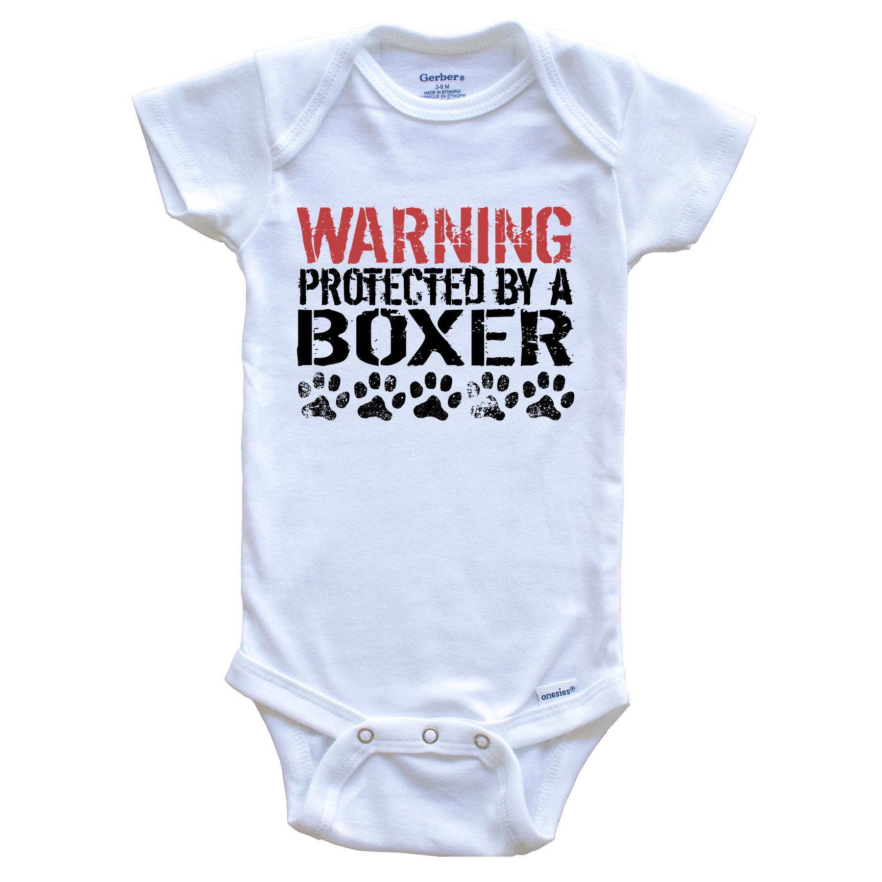 Warning Protected By A Boxer Baby Onesie