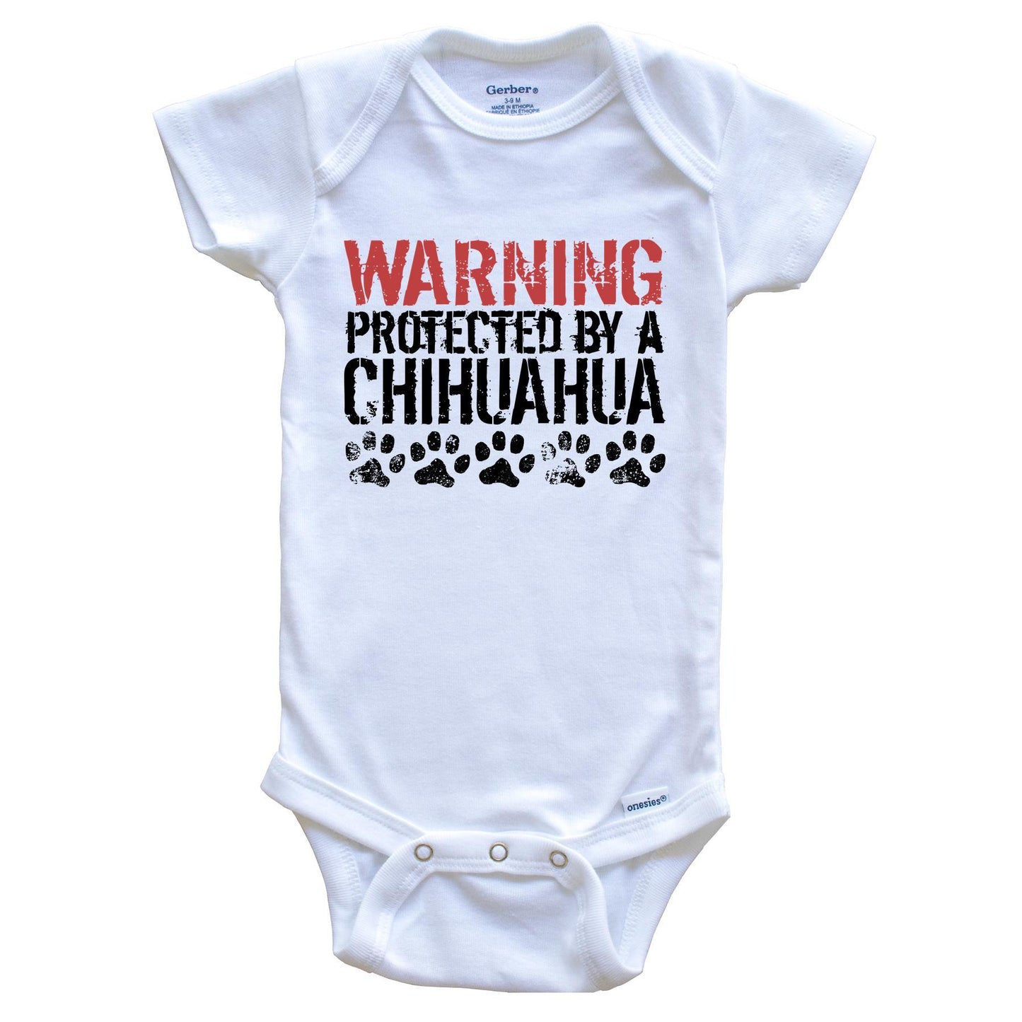 Warning Protected By A Chihuahua Baby Onesie