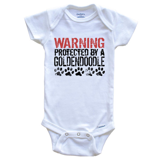 Warning Protected By A Goldendoodle Baby Onesie
