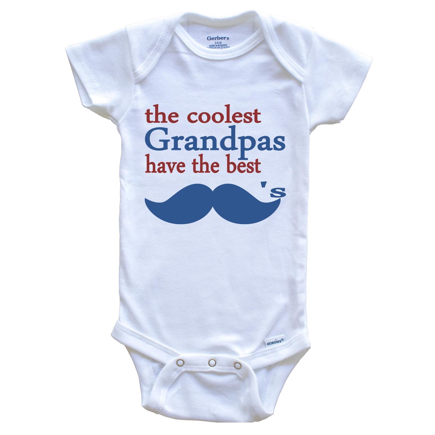 The Coolest Grandpas Have The Best Mustaches Onesie - Funny Baby Bodysuit