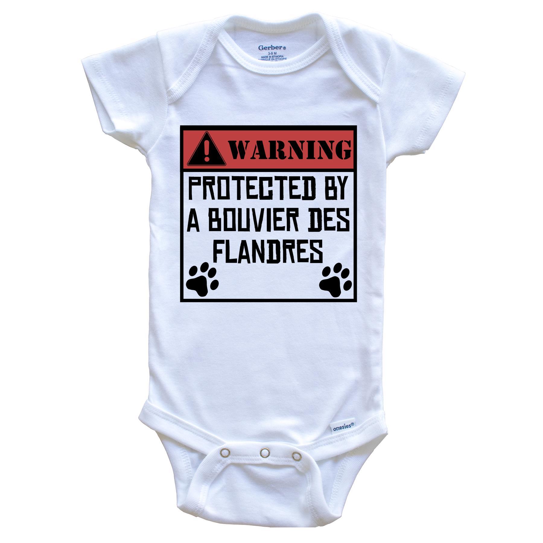 Warning Protected By A Bouvier des Flandres Funny Baby Onesie