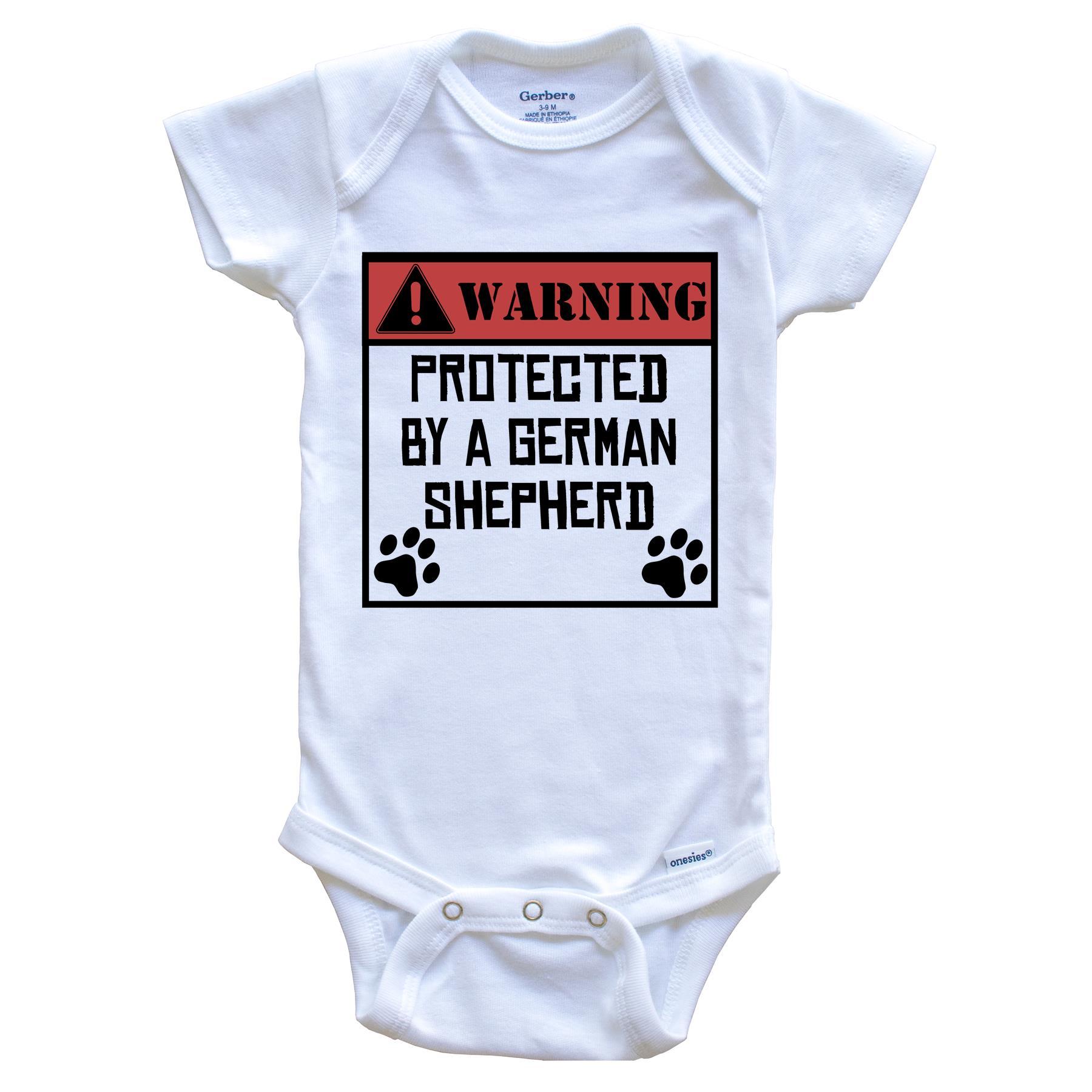 Warning Protected By A German Shepherd Funny Baby Onesie