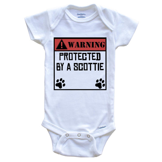 Warning Protected By A Scottie Funny Baby Onesie