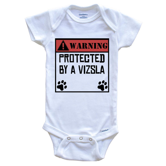 Warning Protected By A Vizsla Funny Baby Onesie