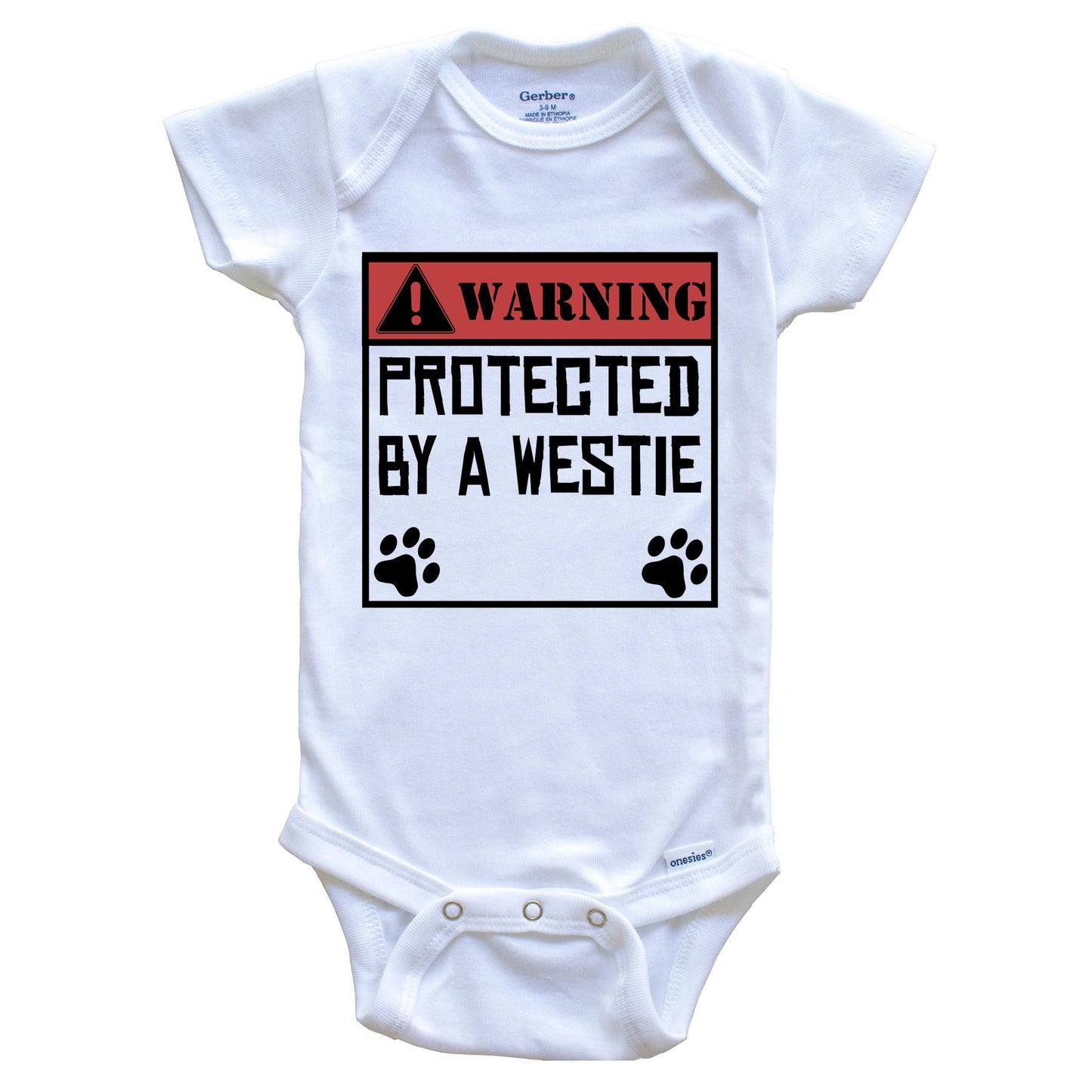 Warning Protected By A Westie Funny Baby Onesie