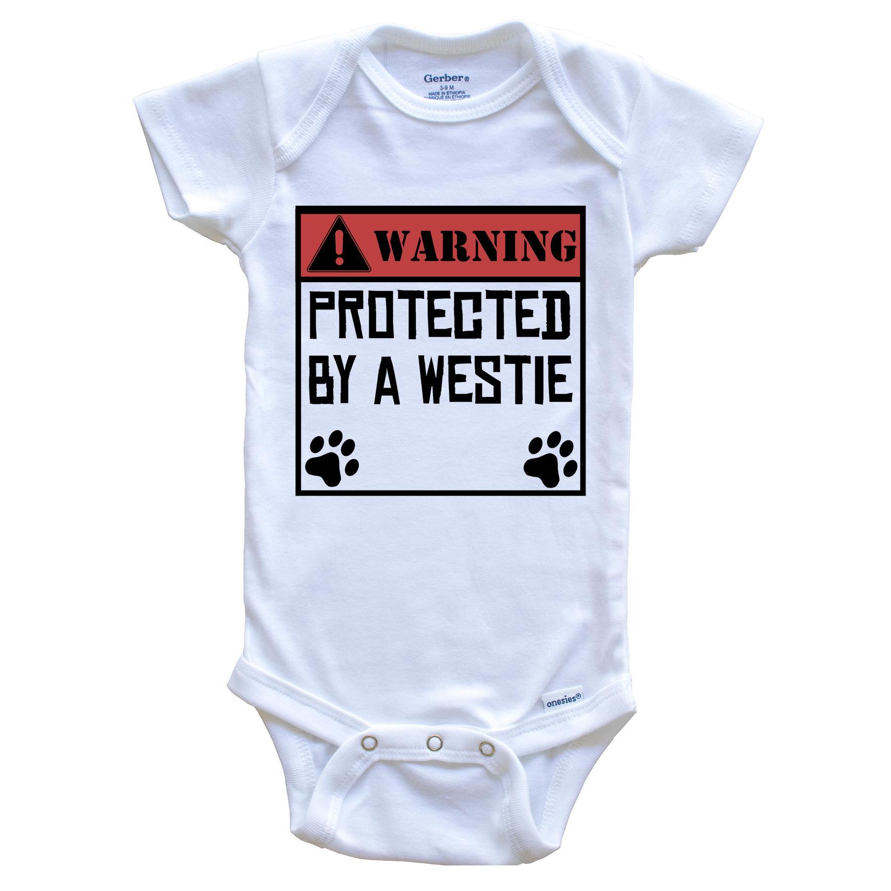 Warning Protected By A Westie Funny Baby Onesie