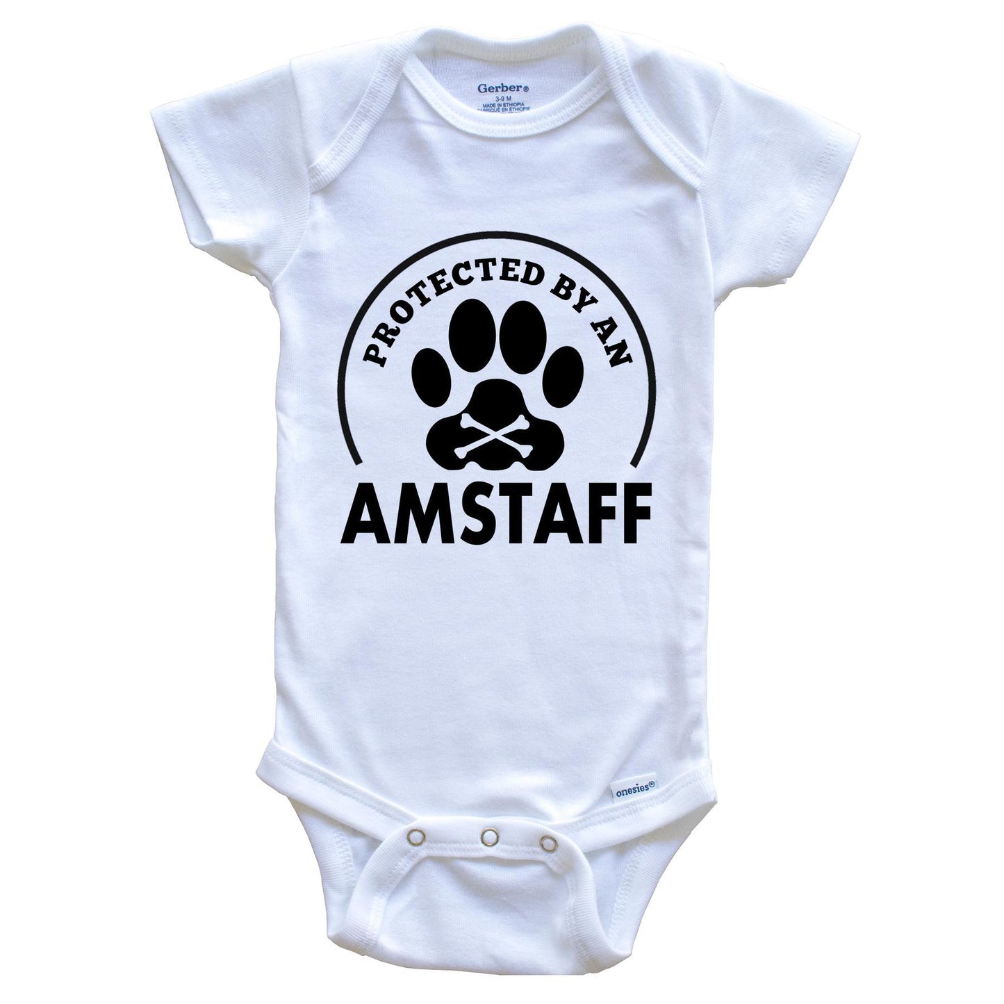 Protected By An AmStaff Funny Baby Onesie