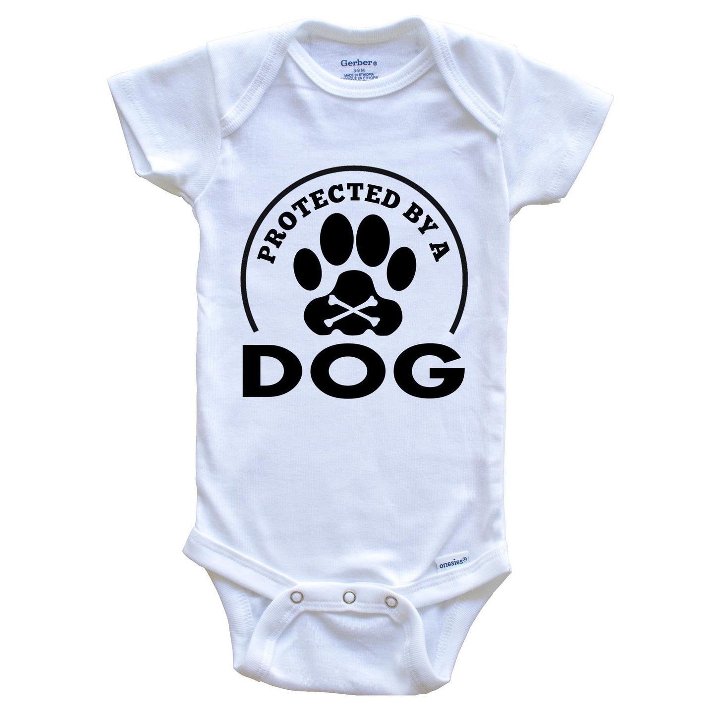 Protected By A Dog Funny Baby Onesie
