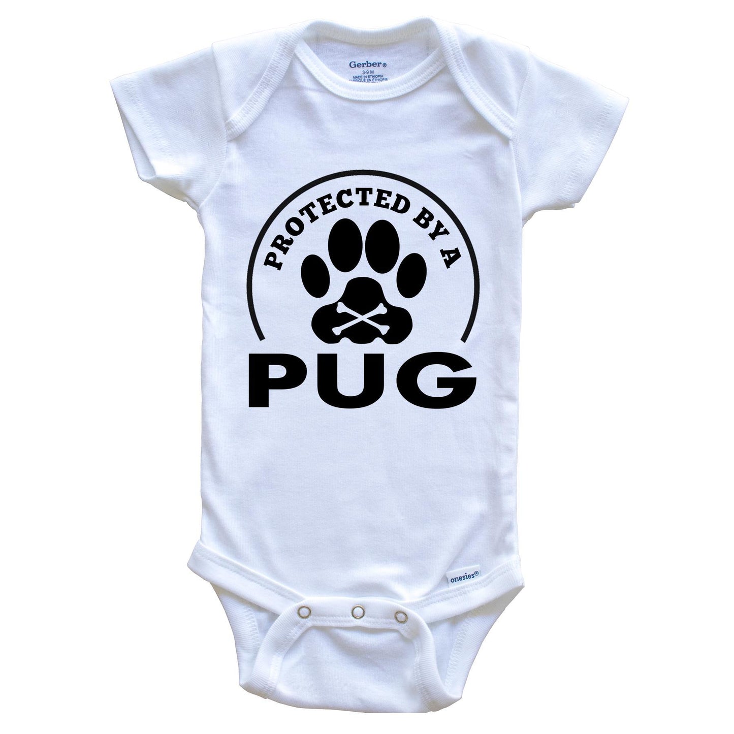 Protected By A Pug Funny Baby Onesie