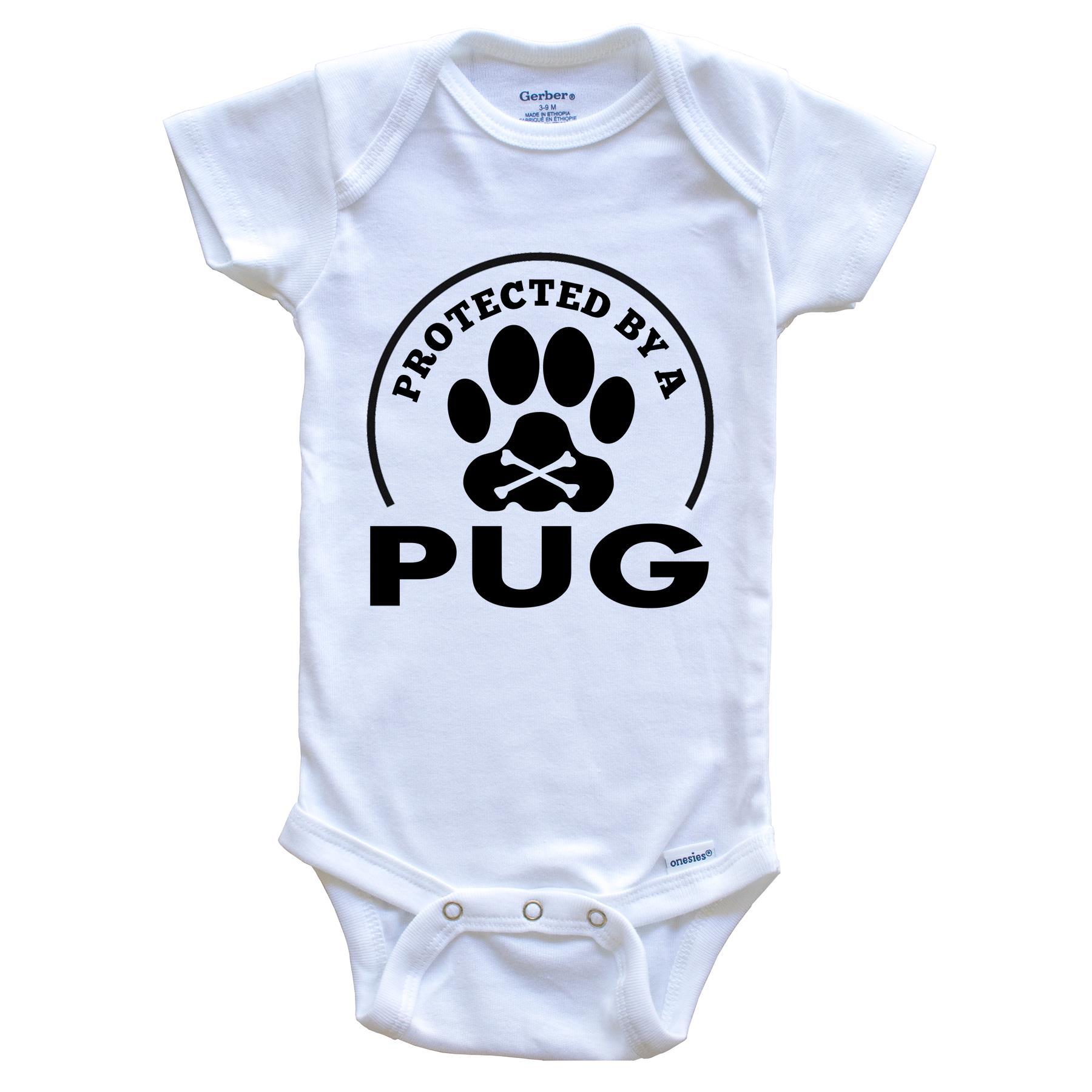 Protected By A Pug Funny Baby Onesie