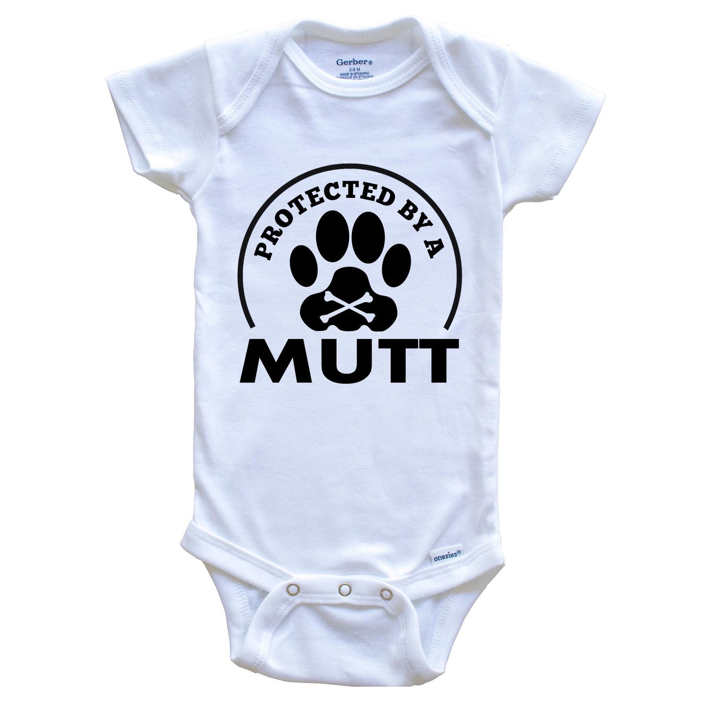 Protected By A Mutt Funny Baby Onesie