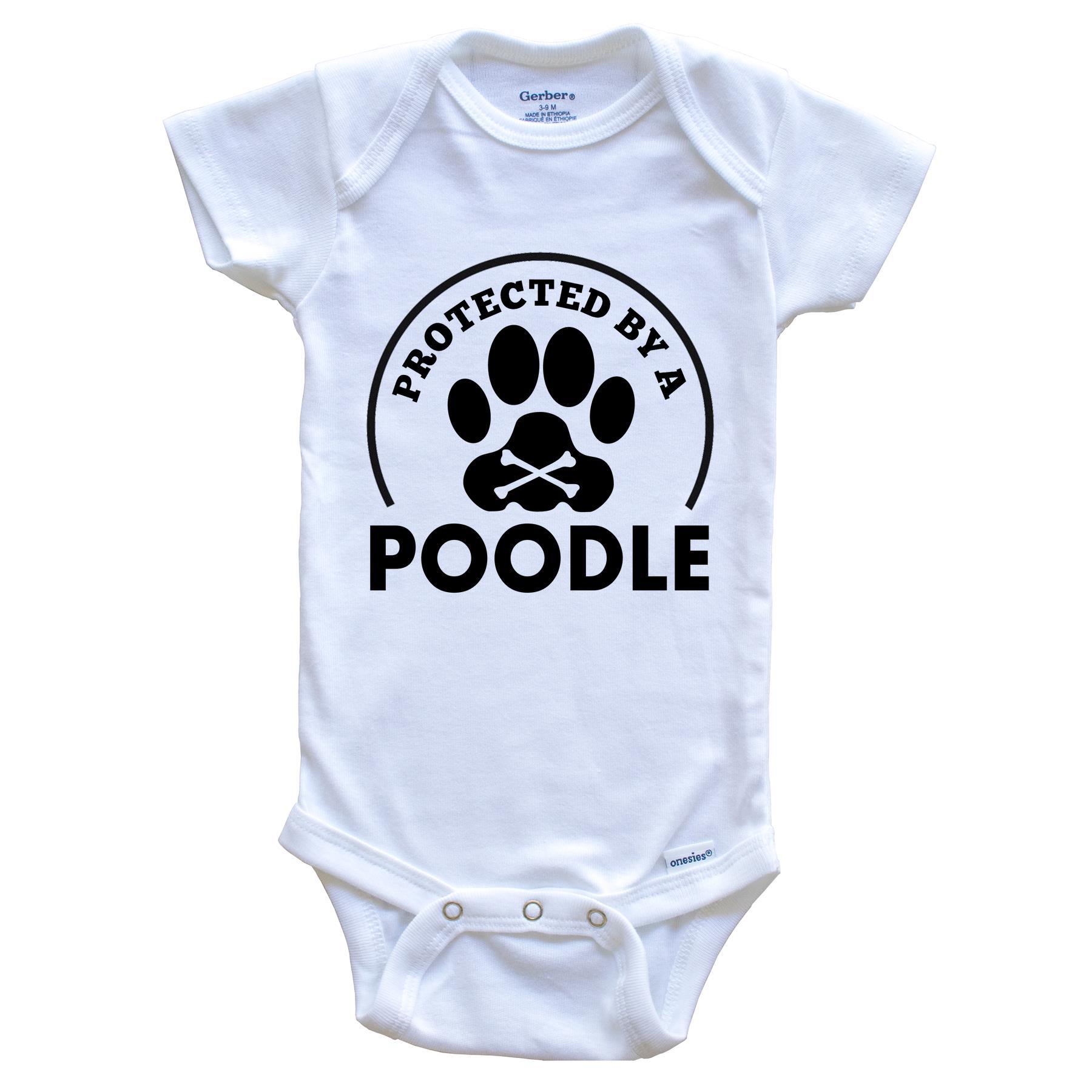 Protected By A Poodle Funny Baby Onesie