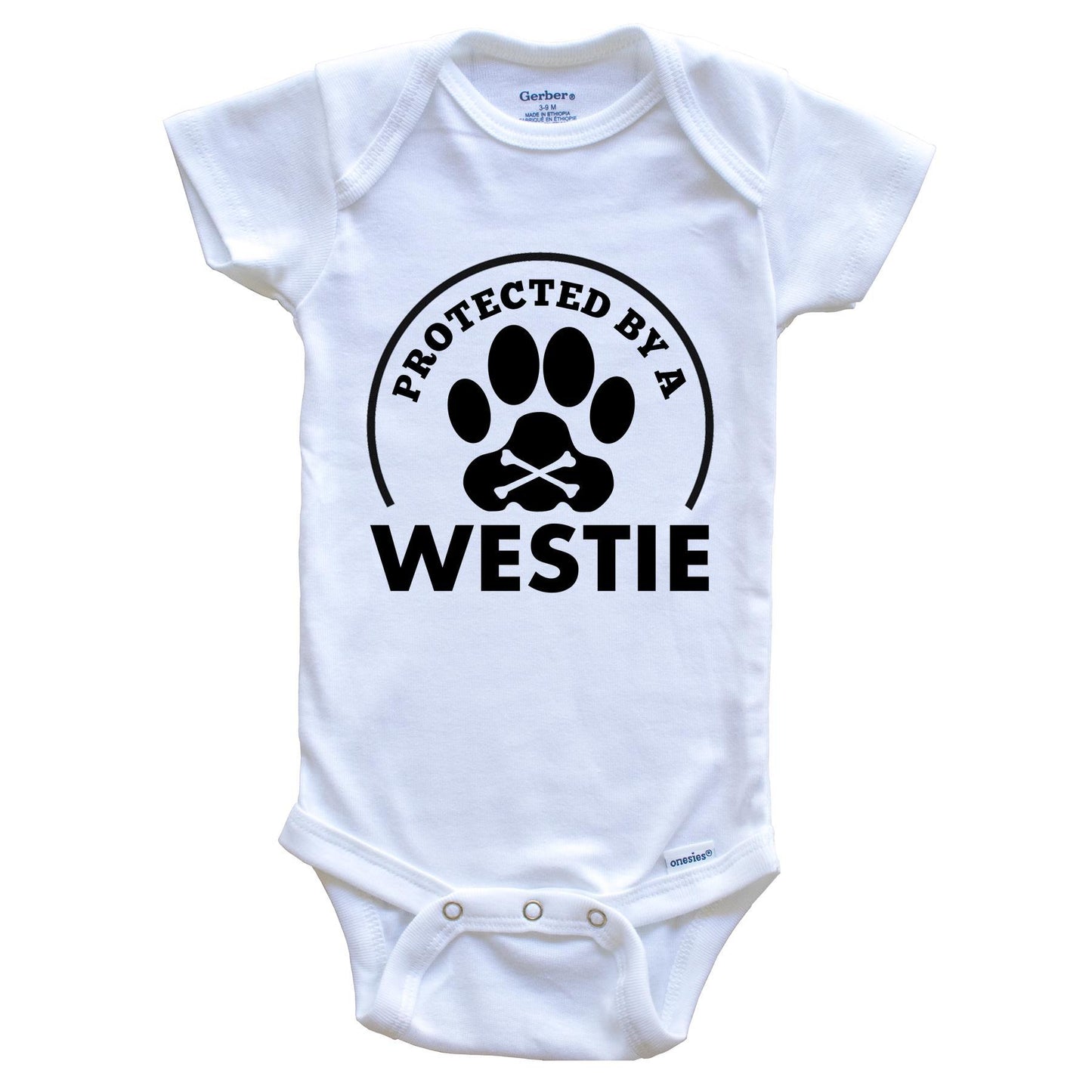 Protected By A Westie Funny Baby Onesie