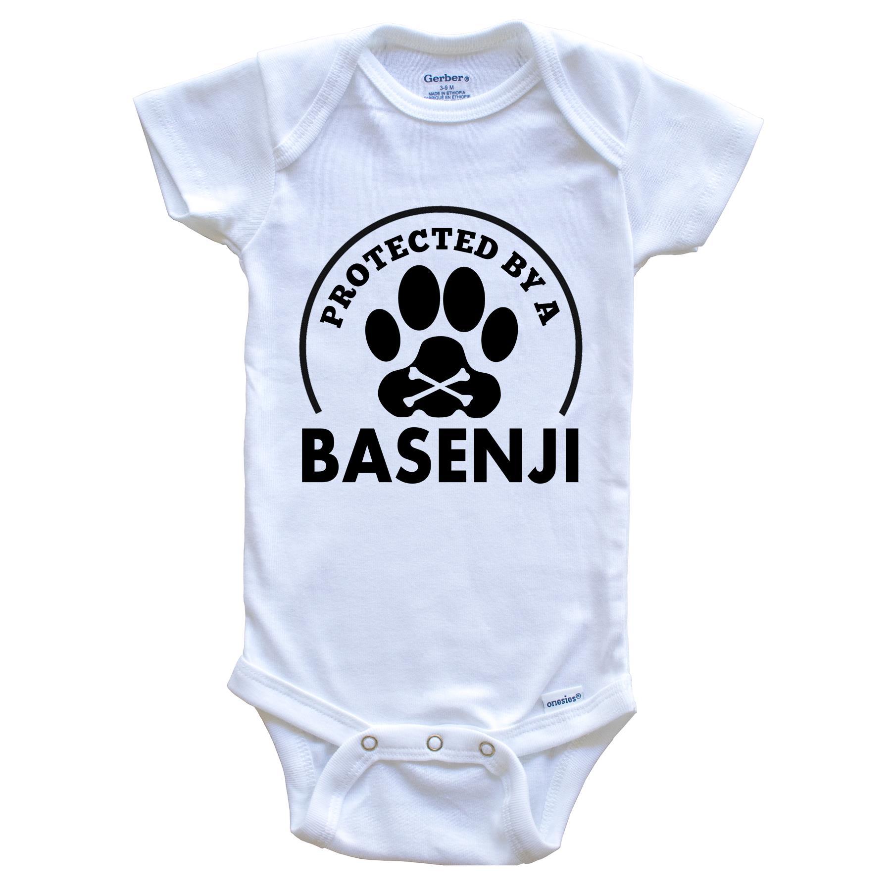 Protected By A Basenji Funny Baby Onesie