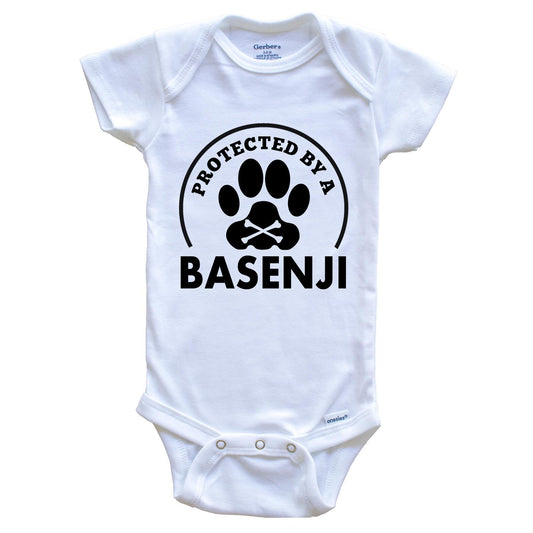 Protected By A Basenji Funny Baby Onesie