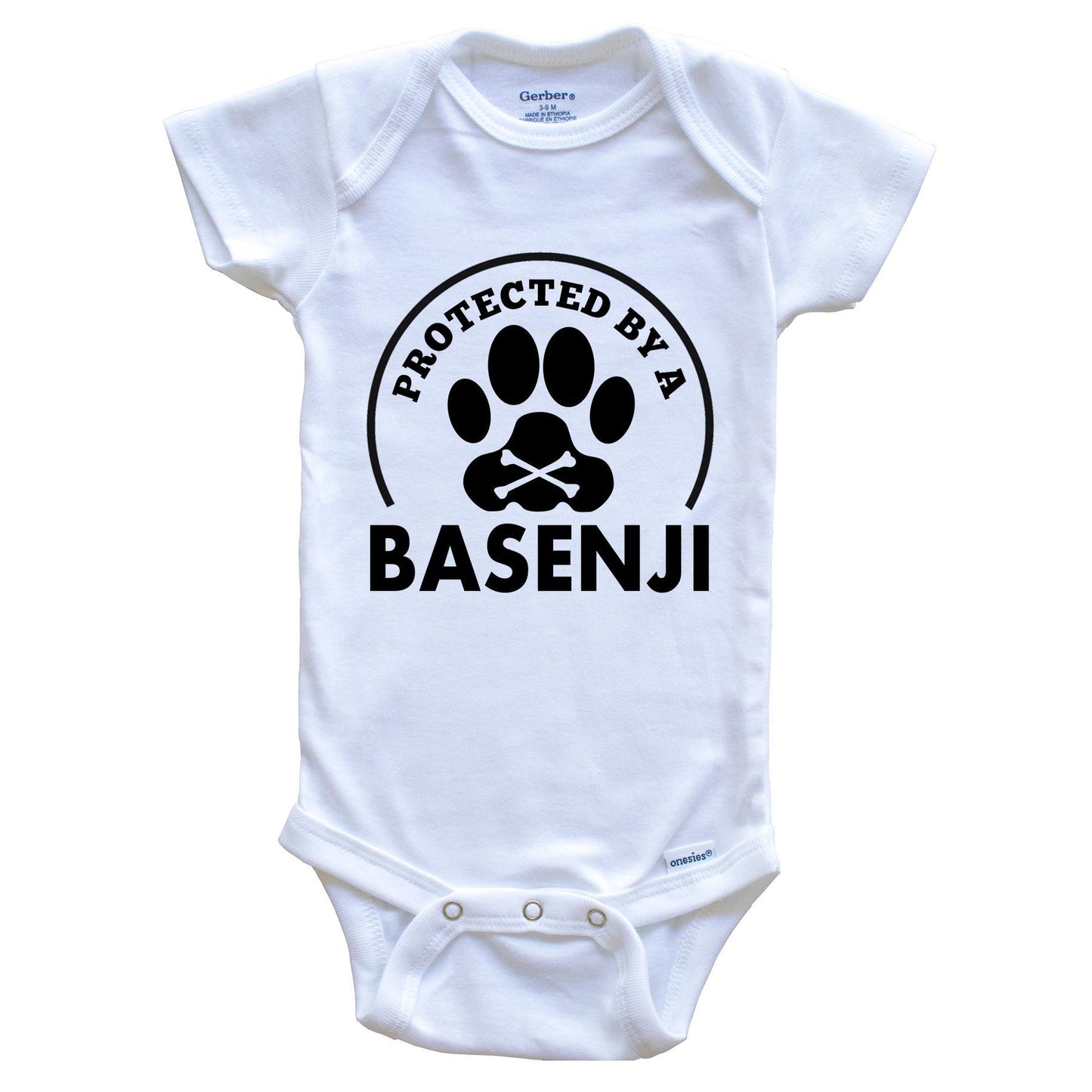 Protected By A Basenji Funny Baby Onesie