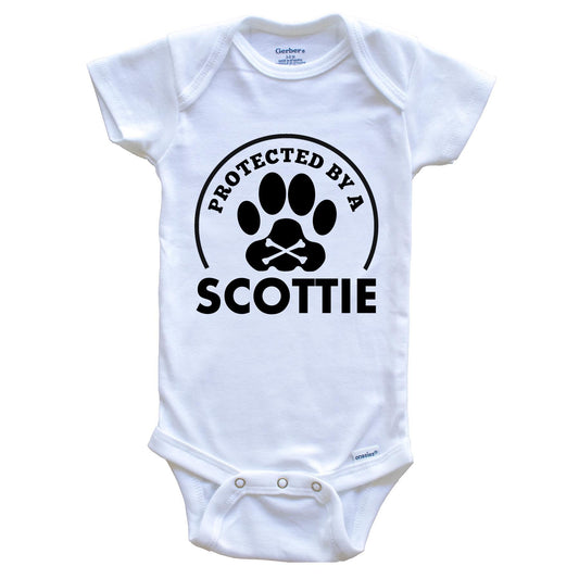 Protected By A Scottie Funny Baby Onesie