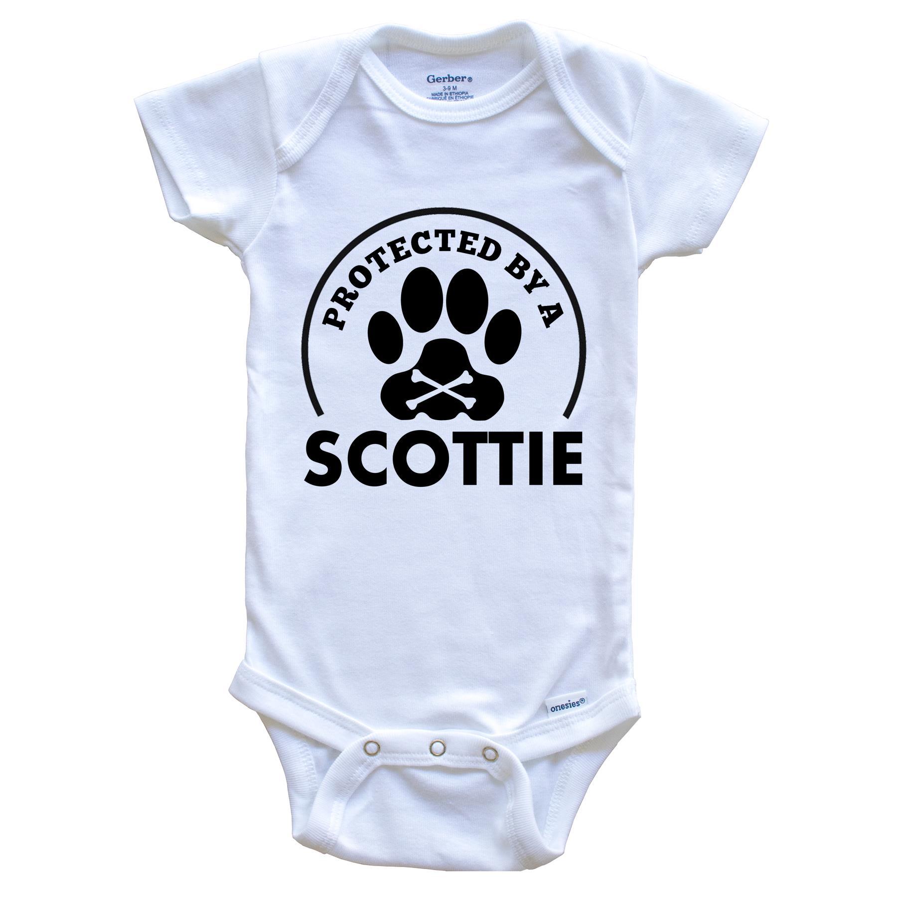 Protected By A Scottie Funny Baby Onesie