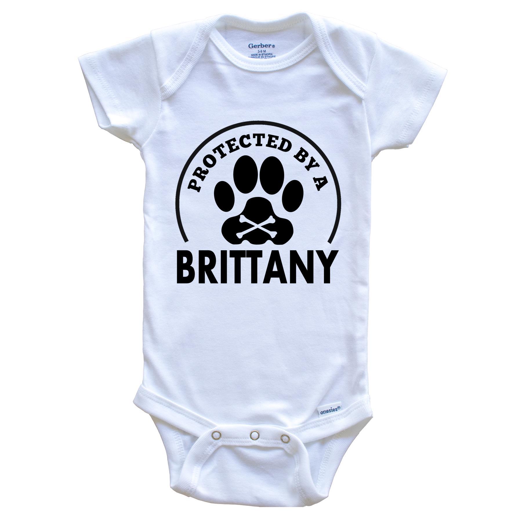 Protected By A Brittany Funny Baby Onesie