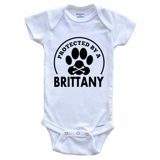 Protected By A Brittany Funny Baby Onesie