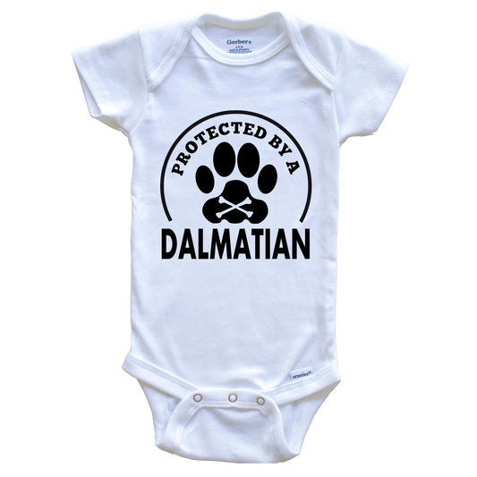 Protected By A Dalmatian Funny Baby Onesie