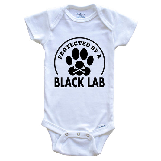 Protected By A Black Lab Funny Baby Onesie