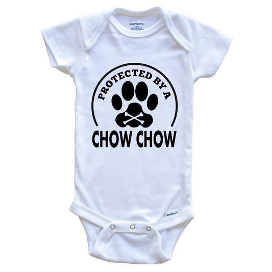 Protected By A Chow Chow Funny Baby Onesie