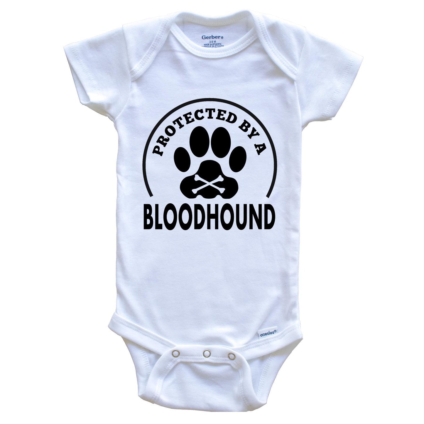 Protected By A Bloodhound Funny Baby Onesie