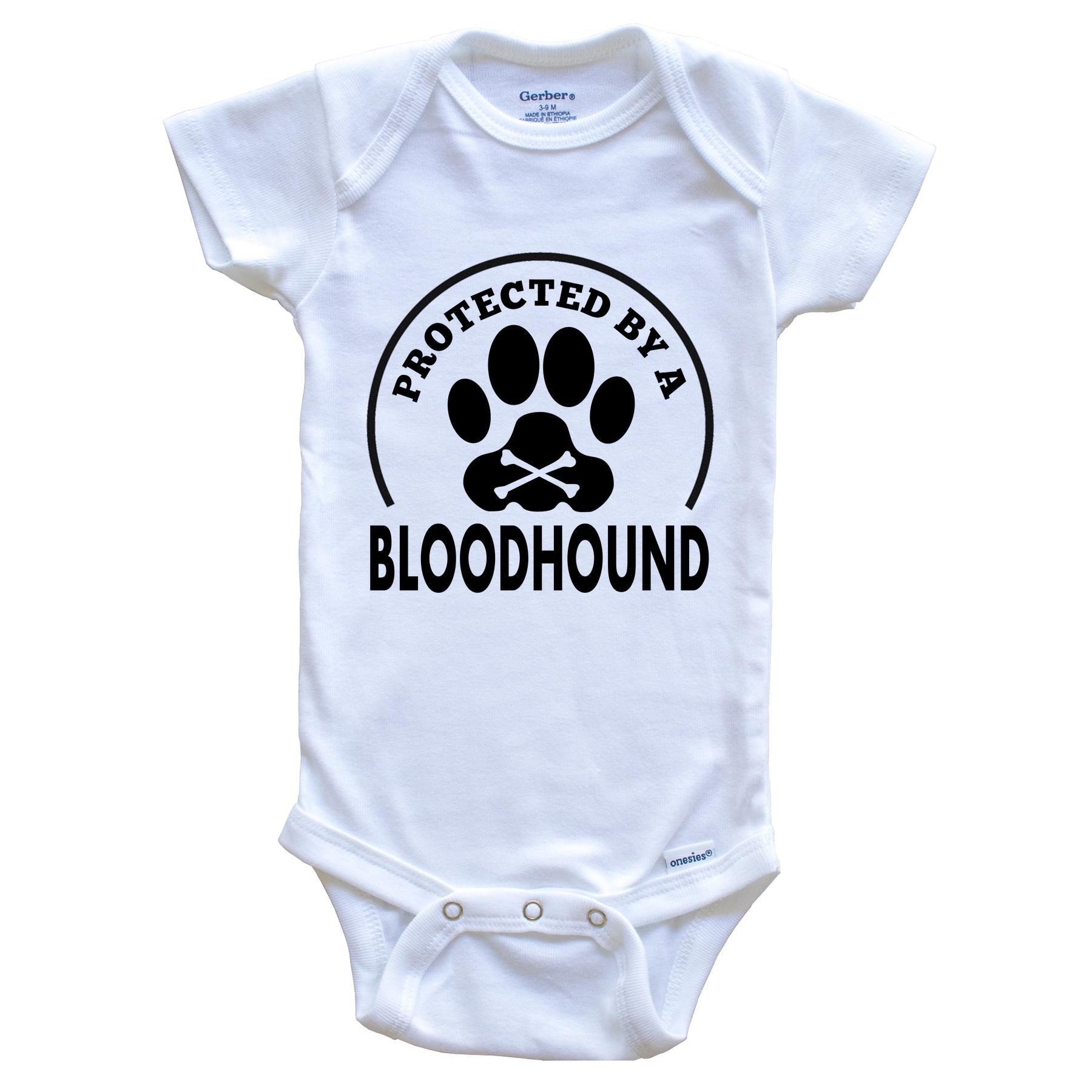 Protected By A Bloodhound Funny Baby Onesie