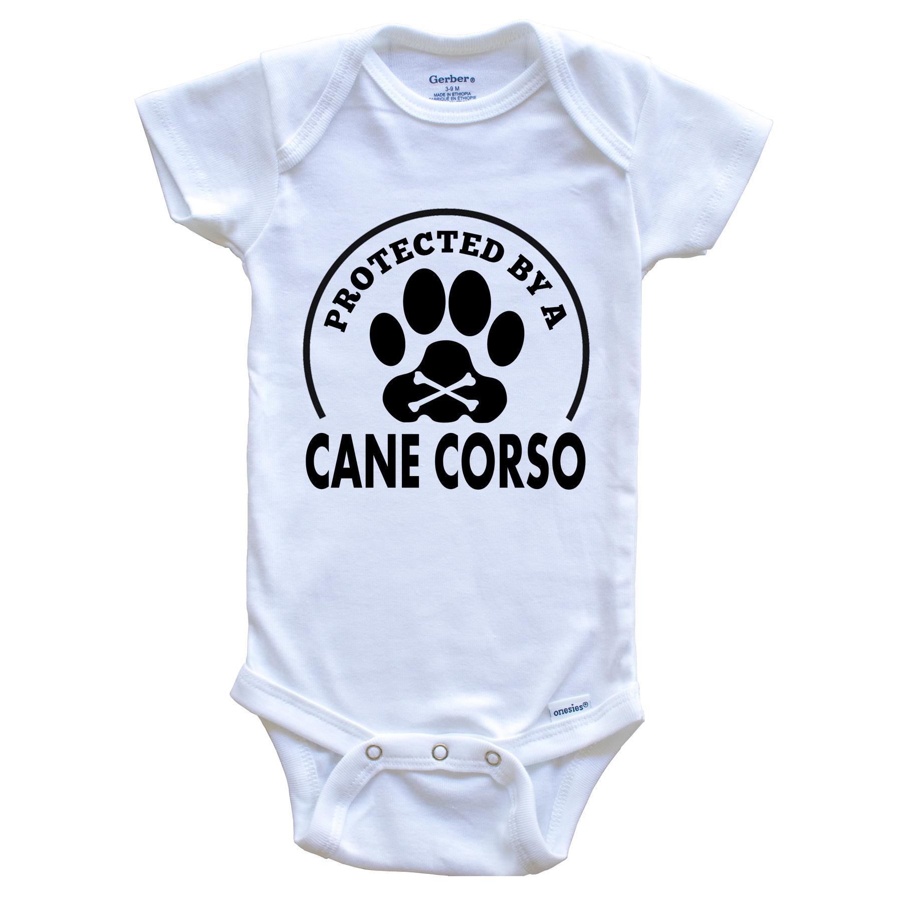 Protected By A Cane Corso Funny Baby Onesie