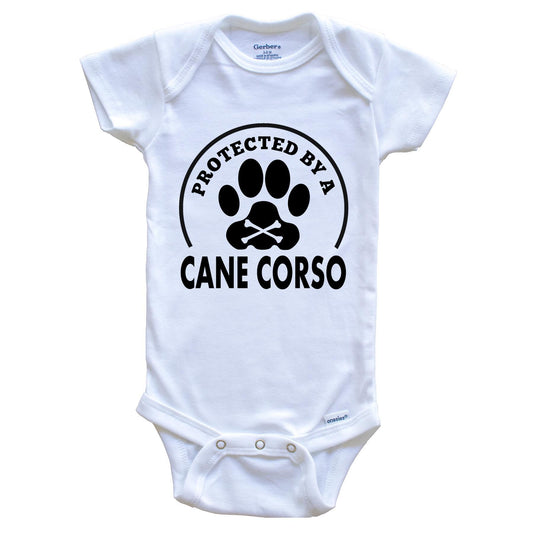 Protected By A Cane Corso Funny Baby Onesie