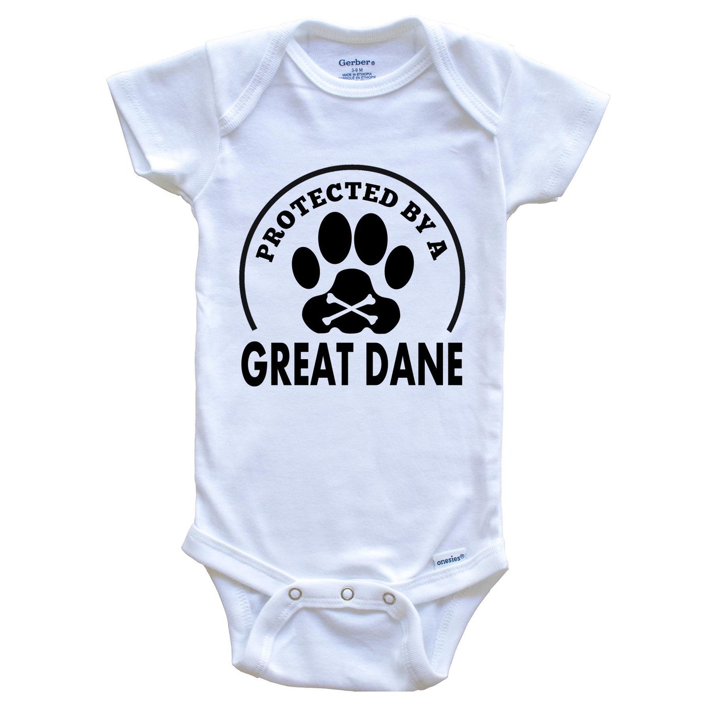 Protected By A Great Dane Funny Baby Onesie