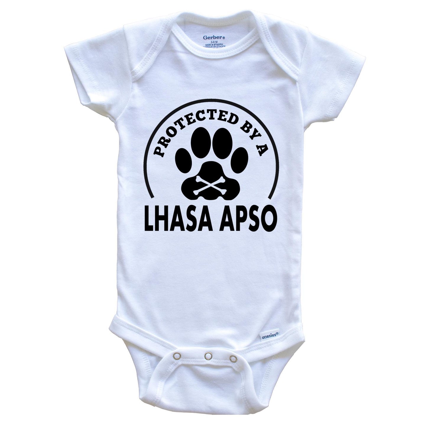 Protected By A Lhasa Apso Funny Baby Onesie