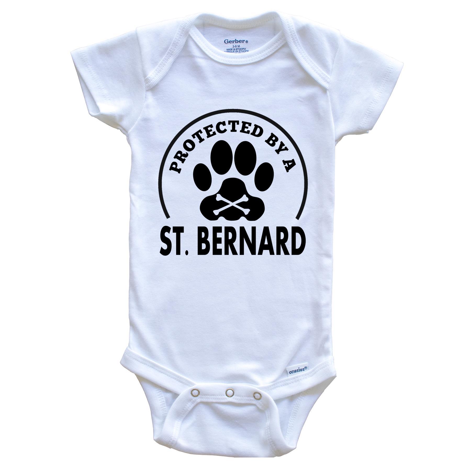 Protected By A St. Bernard Funny Baby Onesie