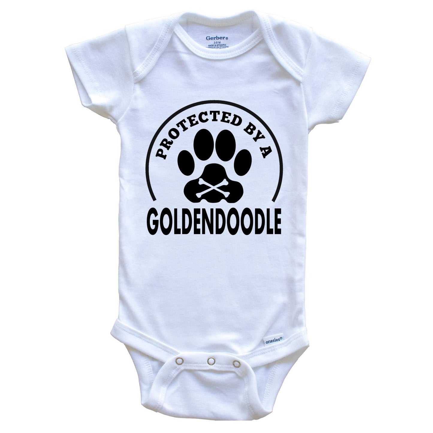 Protected By A Goldendoodle Funny Baby Onesie