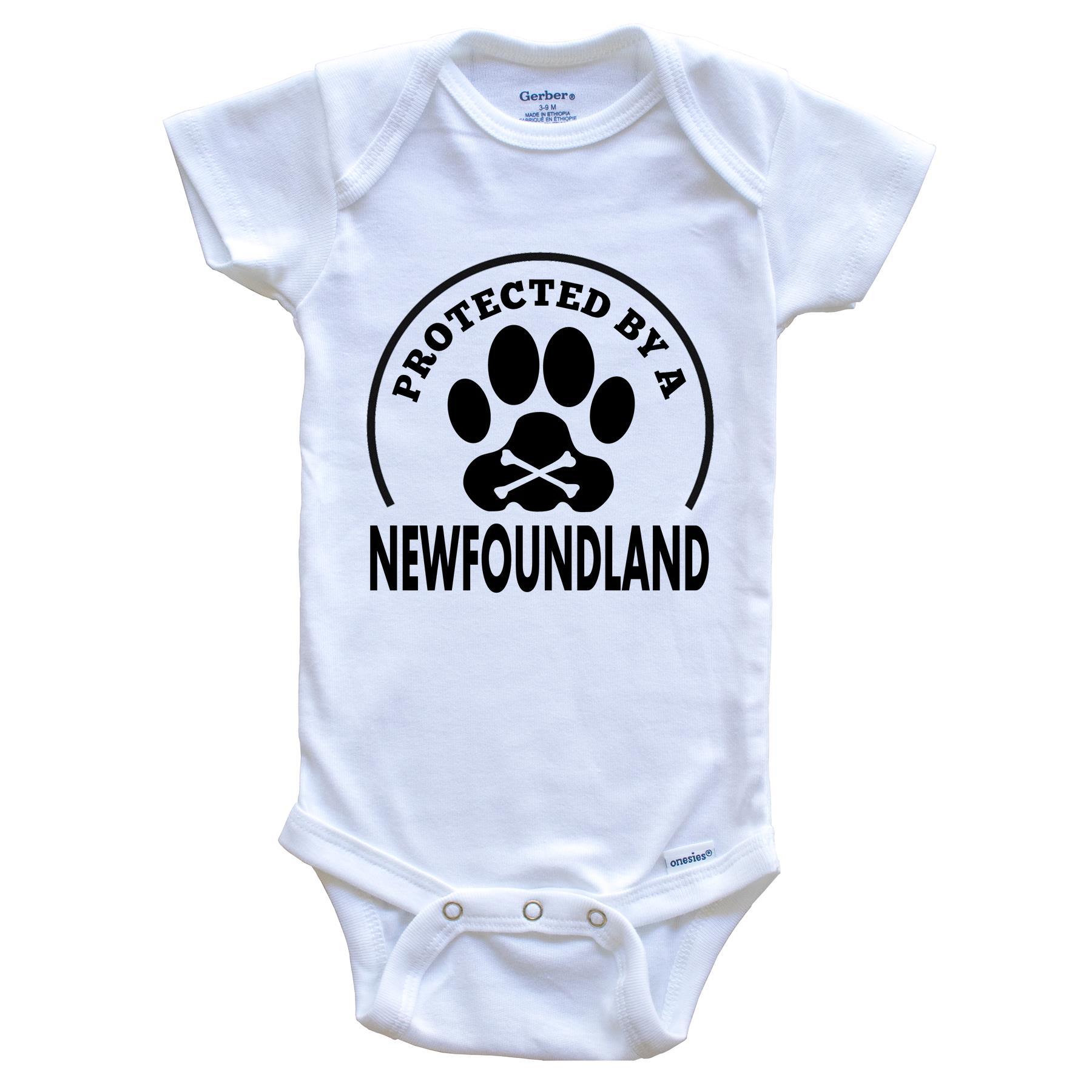 Protected By A Newfoundland Funny Baby Onesie