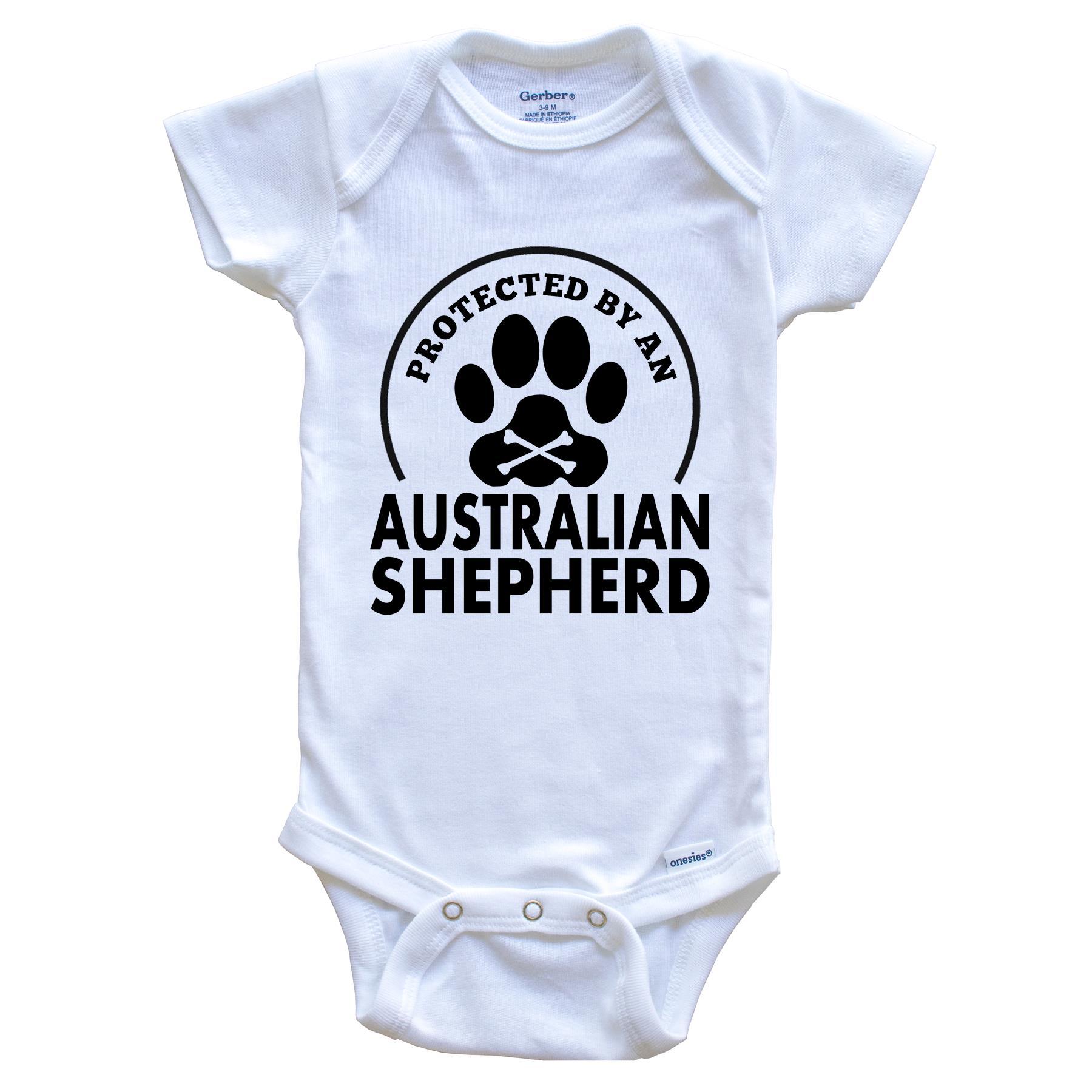 Protected By An Australian Shepherd Funny Baby Onesie